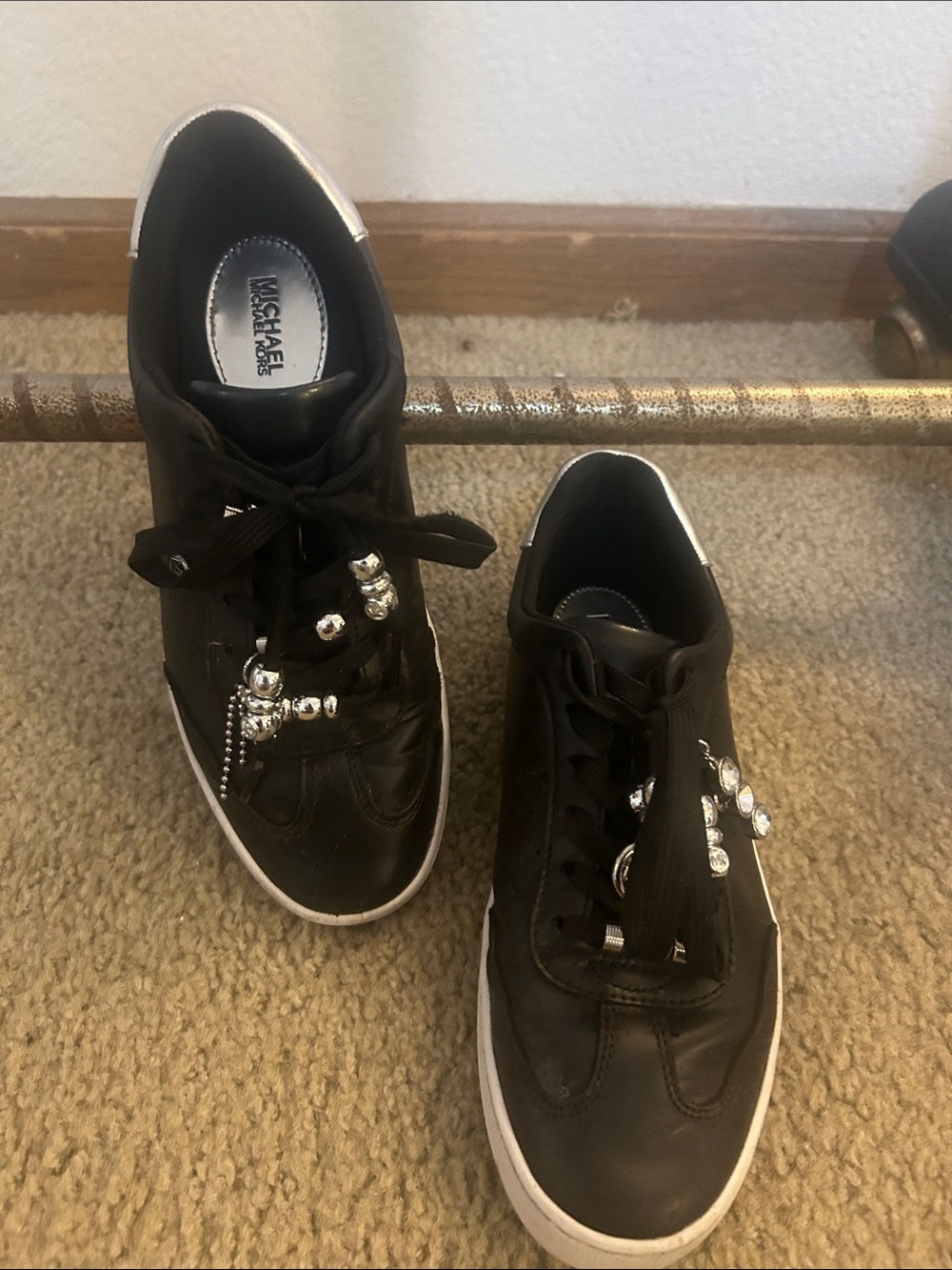 Michael Kors Black Sneakers with Silver Embellishments